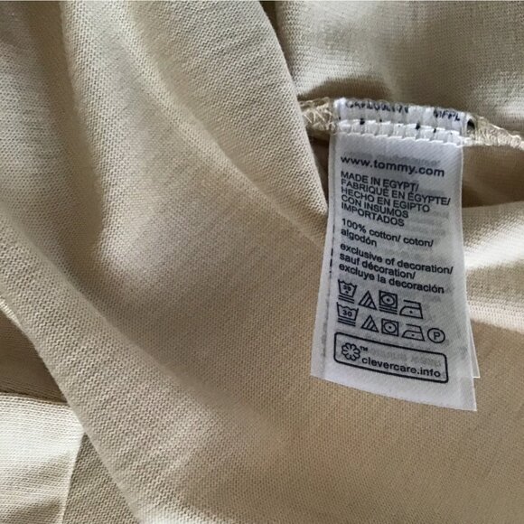 Tommy Hilfiger Mens Crewneck Logo T-Shirt L Beige - Picture 7 of 7
